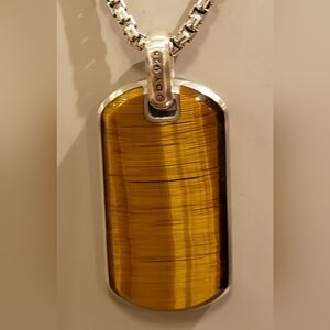 David Yurman Tigers Eye Chevron Tag Pendant
